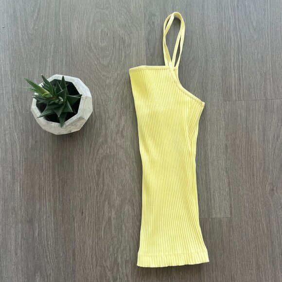 BNWOT Wilfred Square-Neck Pastel Yellow Knit Tank Top with Spaghetti Straps - Picture 10 of 10